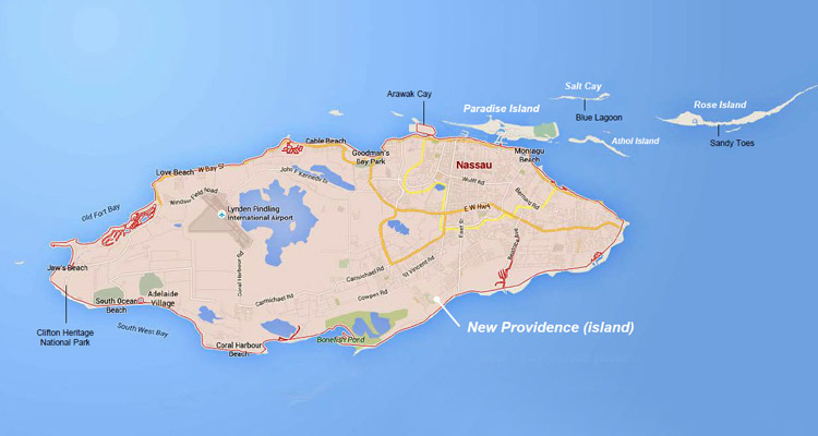 New Providence, Bahamas map
